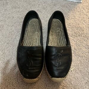 Yves Saint Laurent Black Espadrille Slip-Ons